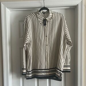 Express Cream Blouse with Black Diamond Print